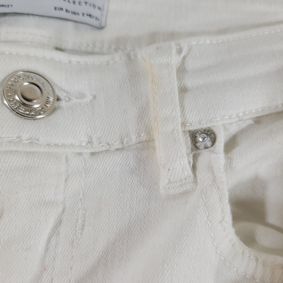 ZARA WOMAN white distressed mid rise skinny jeans casual summer essential - Picture 7 of 11